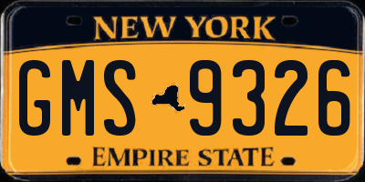 NY license plate GMS9326