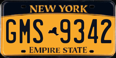 NY license plate GMS9342