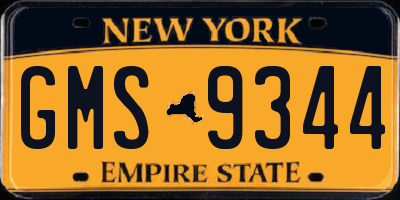 NY license plate GMS9344