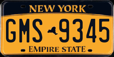 NY license plate GMS9345