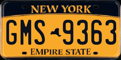 NY license plate GMS9363