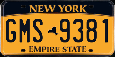 NY license plate GMS9381