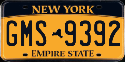 NY license plate GMS9392