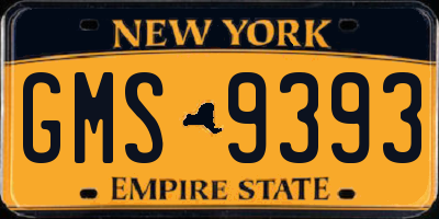 NY license plate GMS9393