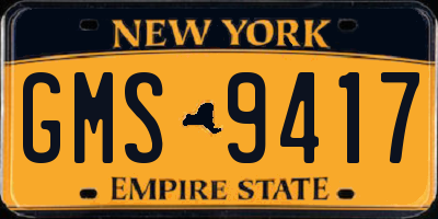 NY license plate GMS9417