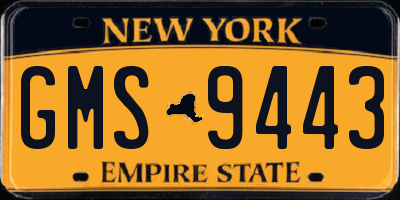 NY license plate GMS9443