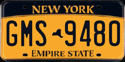NY license plate GMS9480