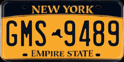 NY license plate GMS9489