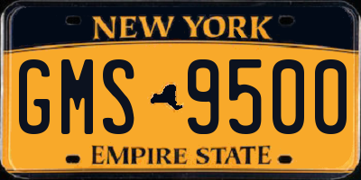 NY license plate GMS9500