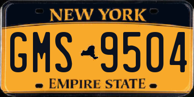 NY license plate GMS9504