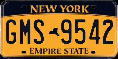 NY license plate GMS9542