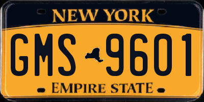 NY license plate GMS9601
