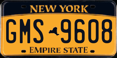 NY license plate GMS9608