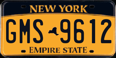 NY license plate GMS9612