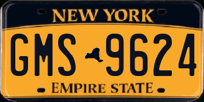 NY license plate GMS9624
