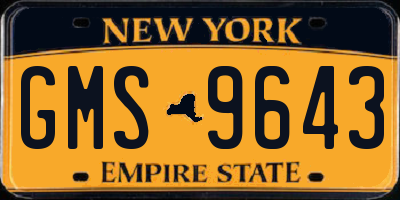 NY license plate GMS9643