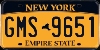 NY license plate GMS9651