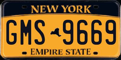 NY license plate GMS9669
