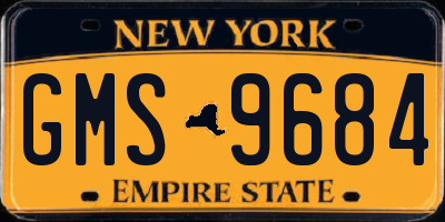 NY license plate GMS9684