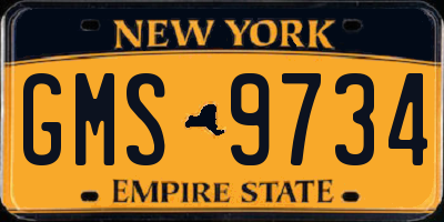 NY license plate GMS9734