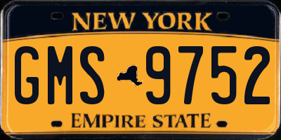 NY license plate GMS9752