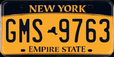 NY license plate GMS9763