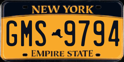 NY license plate GMS9794