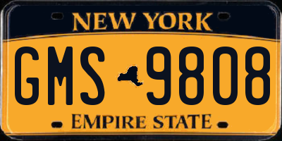 NY license plate GMS9808