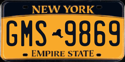 NY license plate GMS9869