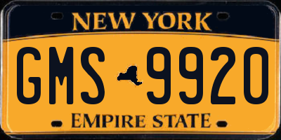 NY license plate GMS9920
