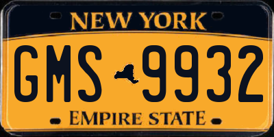 NY license plate GMS9932