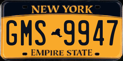 NY license plate GMS9947