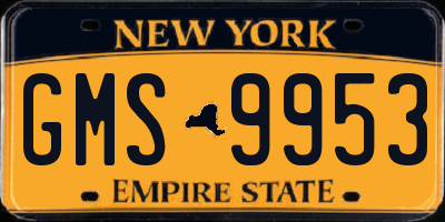 NY license plate GMS9953