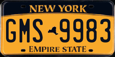NY license plate GMS9983
