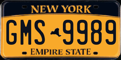 NY license plate GMS9989