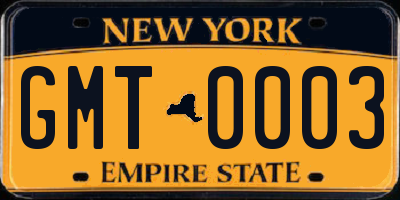 NY license plate GMT0003