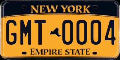 NY license plate GMT0004
