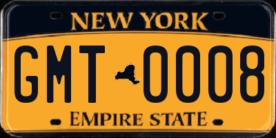 NY license plate GMT0008