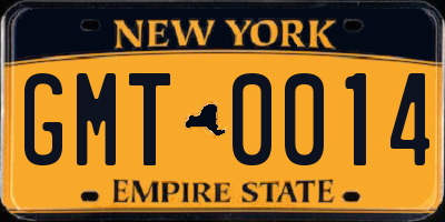 NY license plate GMT0014
