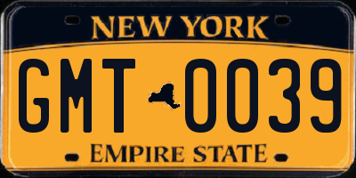 NY license plate GMT0039