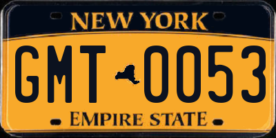 NY license plate GMT0053