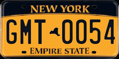 NY license plate GMT0054