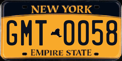 NY license plate GMT0058