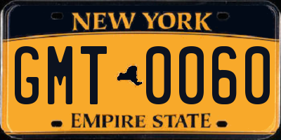 NY license plate GMT0060