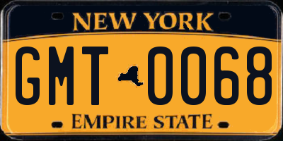 NY license plate GMT0068