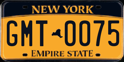 NY license plate GMT0075