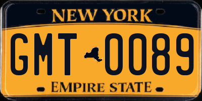 NY license plate GMT0089