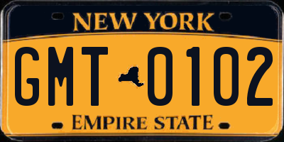 NY license plate GMT0102