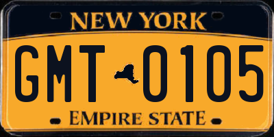 NY license plate GMT0105