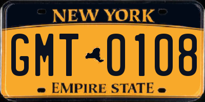 NY license plate GMT0108
